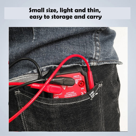 BSIDE ADMS6 High-precision Fully Automatic Small Digital Intelligent Multimeter with HD Digital Display & Shockproof Cover, Support Function Range Switch & Double-sided Pen Holder (Red)