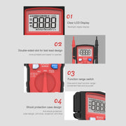 BSIDE ADMS6 High-precision Fully Automatic Small Digital Intelligent Multimeter with HD Digital Display & Shockproof Cover, Support Function Range Switch & Double-sided Pen Holder (Red)