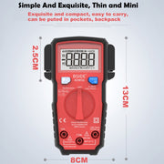 BSIDE ADMS6 High-precision Fully Automatic Small Digital Intelligent Multimeter with HD Digital Display & Shockproof Cover, Support Function Range Switch & Double-sided Pen Holder (Red)