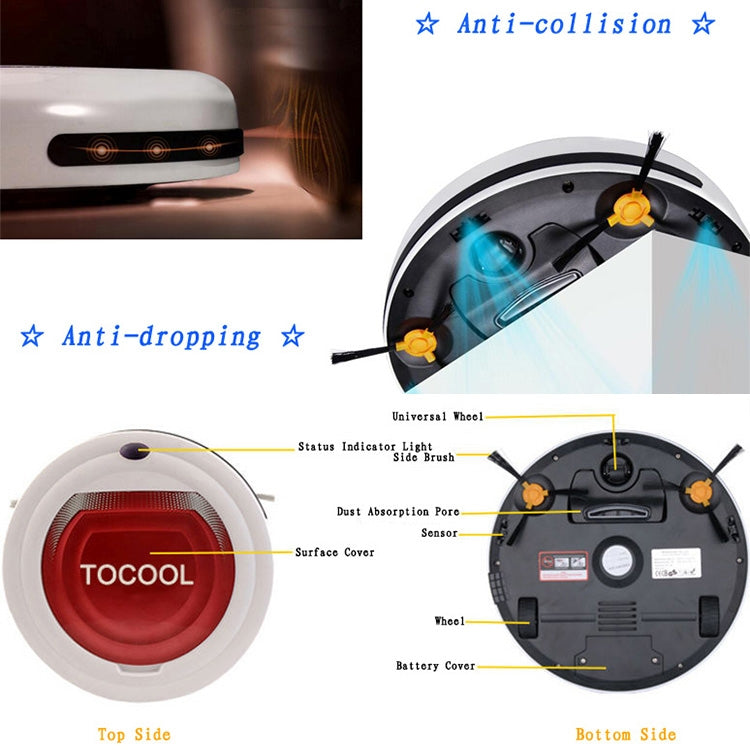 TOCOOL TC-350 Smart Vacuum Cleaner Household Sweeping Cleaning Robot with Remote Control(Red)
