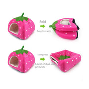 Strawberry Shaped Foldable Short Plush Pet House Nest, Size: S(Red)
