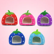 Strawberry Shaped Foldable Short Plush Pet House Nest, Size: S(Red)