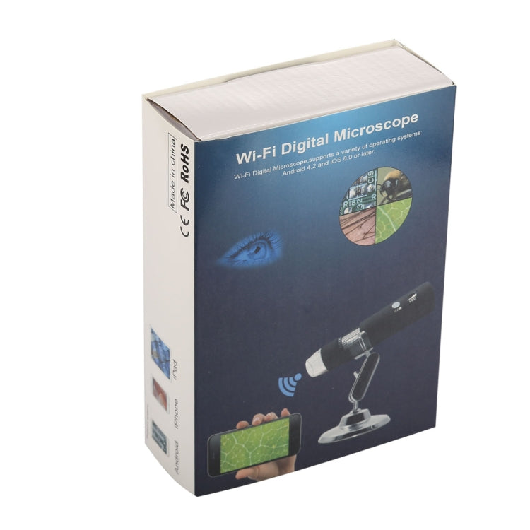 50X~1000X Magnifier HD Image Sensor 1920x1080P USB WiFi Digital Microscope with 8 LED & Professional Stand (Grey)