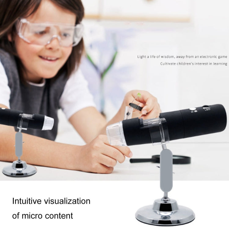 50X~1000X Magnifier HD Image Sensor 1920x1080P USB WiFi Digital Microscope with 8 LED & Professional Stand (Grey)