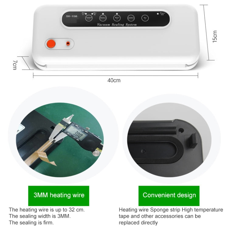 Household Commercial Food Vacuum Plastic Packaging Machine Sealer Closer Machine, US Plug (White)