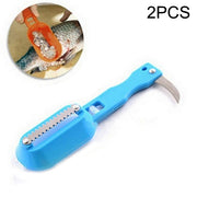 2 PCS Kitchen Essential Fish Scraper Fish Scale Planing Knife with Cover (Blue)