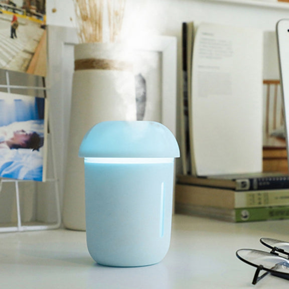3 in 1 Multi-function USB Charge Mushroom Shape Electric Aroma Essential Ultrasonic Aromatherapy Cool Mist Humidifier with Extended USB Port(Blue)