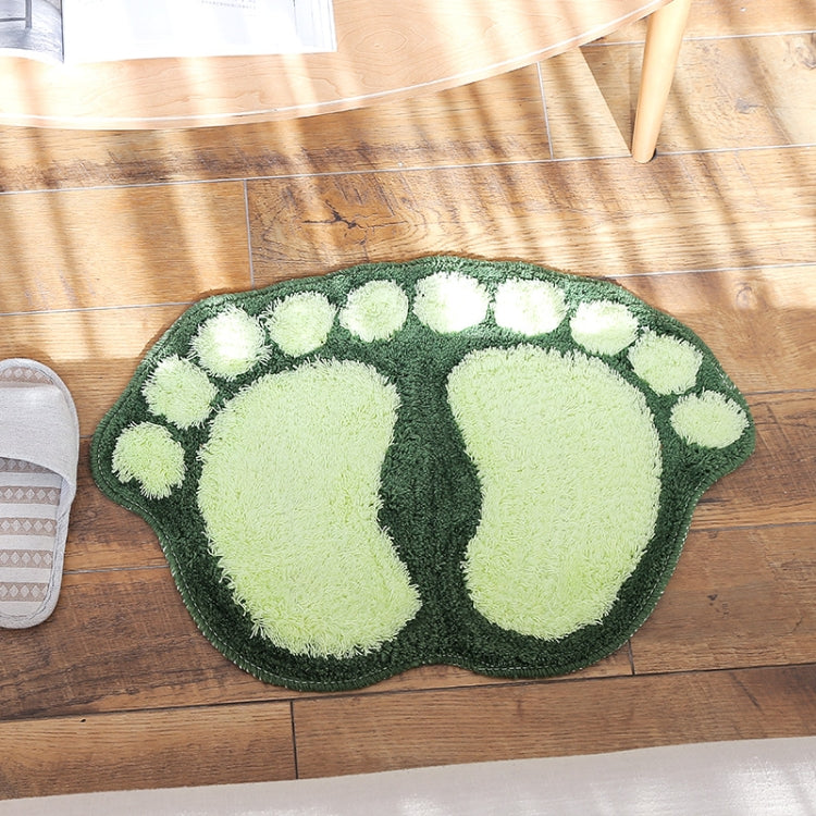 1390 Foot-shaped Non Slip Shaggy Soft Water Absorption Bedroom Bathroom Carpet Mat(Green)