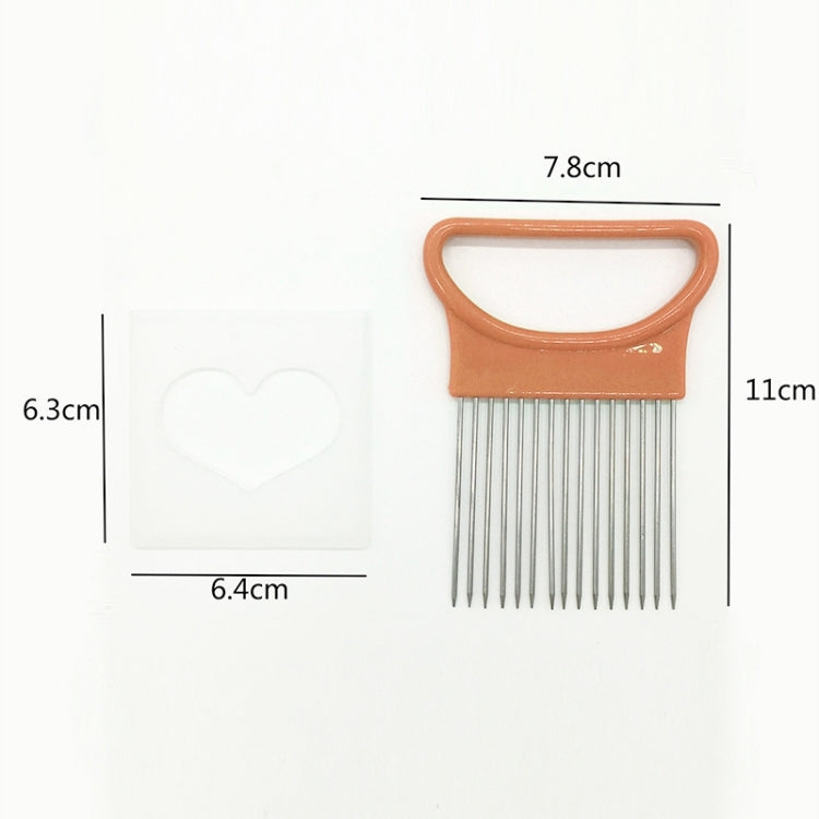 Stainless Steel Vegetable Onion Cutter Holder Meat Needle Kitchen Tools (Orange)