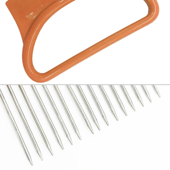 Stainless Steel Vegetable Onion Cutter Holder Meat Needle Kitchen Tools (Orange)