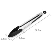 12 inch Silicone Non-slip Food Bread Barbecue BBQ Clip Tongs Kitchen Tools(Black)