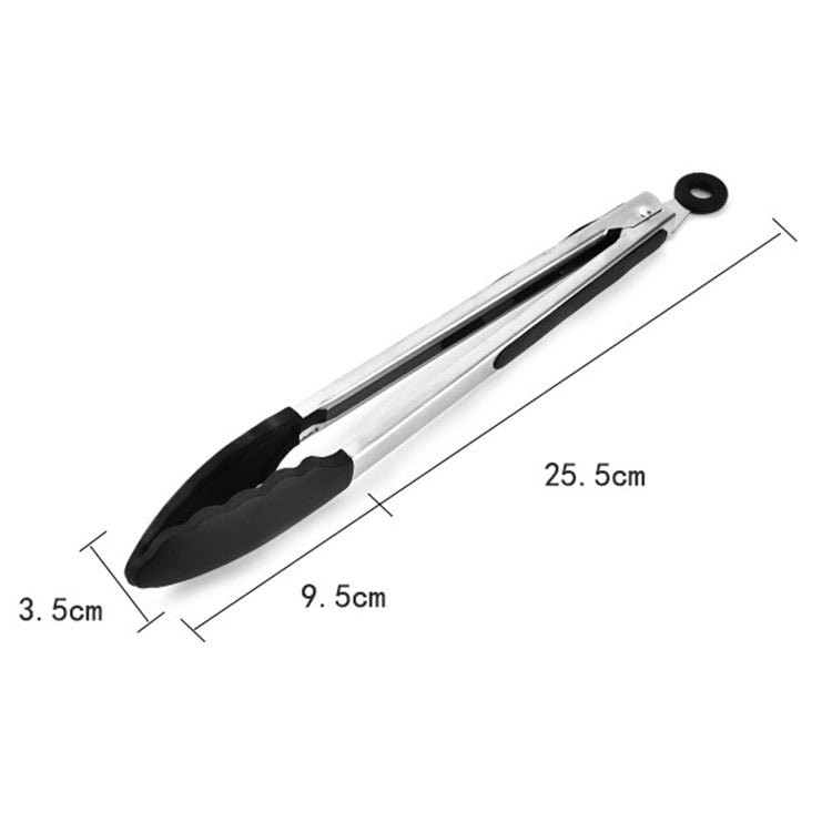 12 inch Silicone Non-slip Food Bread Barbecue BBQ Clip Tongs Kitchen Tools(Black)