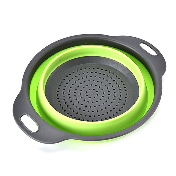 Creative Folding Vegetables Fruits Storage Basket Organizer Drain Basket, L, Size: 29.5*23.5*10cm (Green)