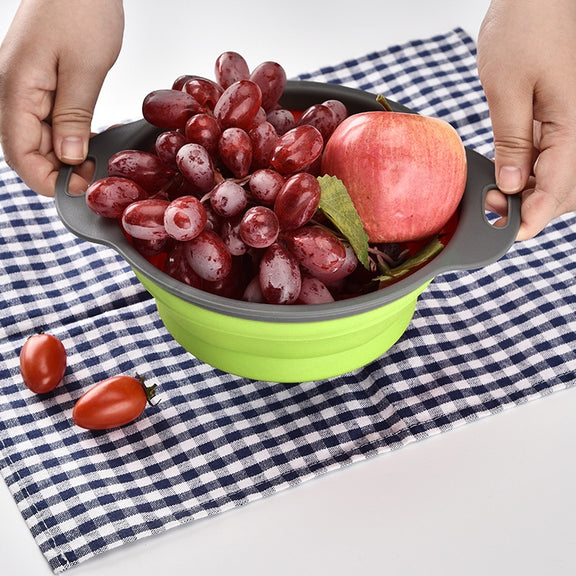 Creative Folding Vegetables Fruits Storage Basket Organizer Drain Basket, L, Size: 29.5*23.5*10cm (Green)