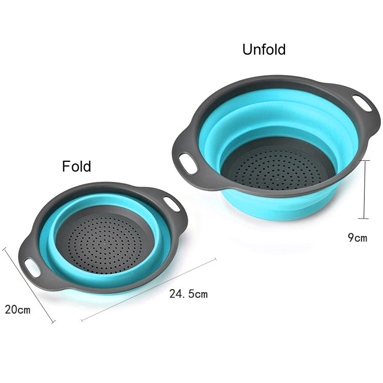 Creative Folding Vegetables Fruits Storage Basket Organizer Drain Basket, S, Size: 24.5*20*9cm (Blue)