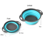 Creative Folding Vegetables Fruits Storage Basket Organizer Drain Basket, S, Size: 24.5*20*9cm (Blue)