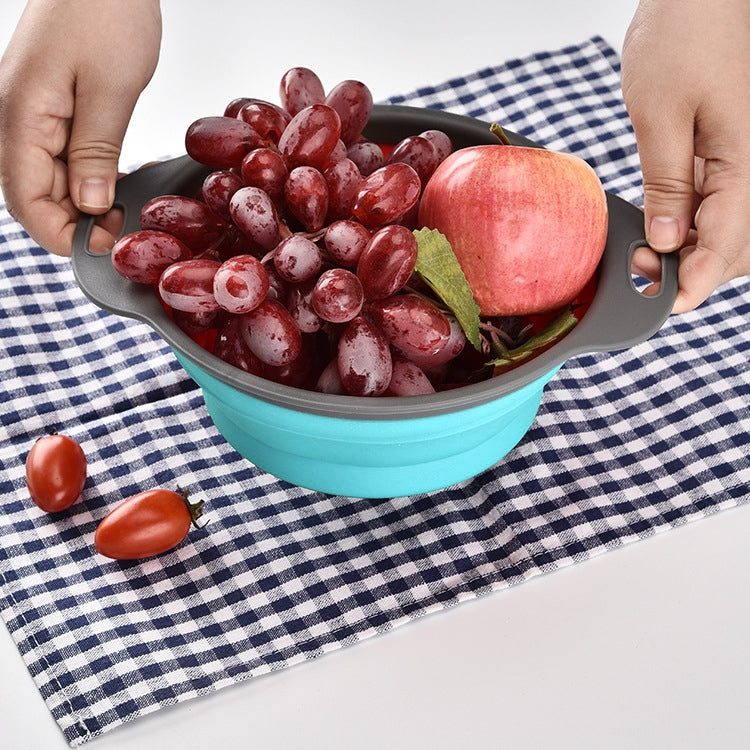 Creative Folding Vegetables Fruits Storage Basket Organizer Drain Basket, S, Size: 24.5*20*9cm (Blue)