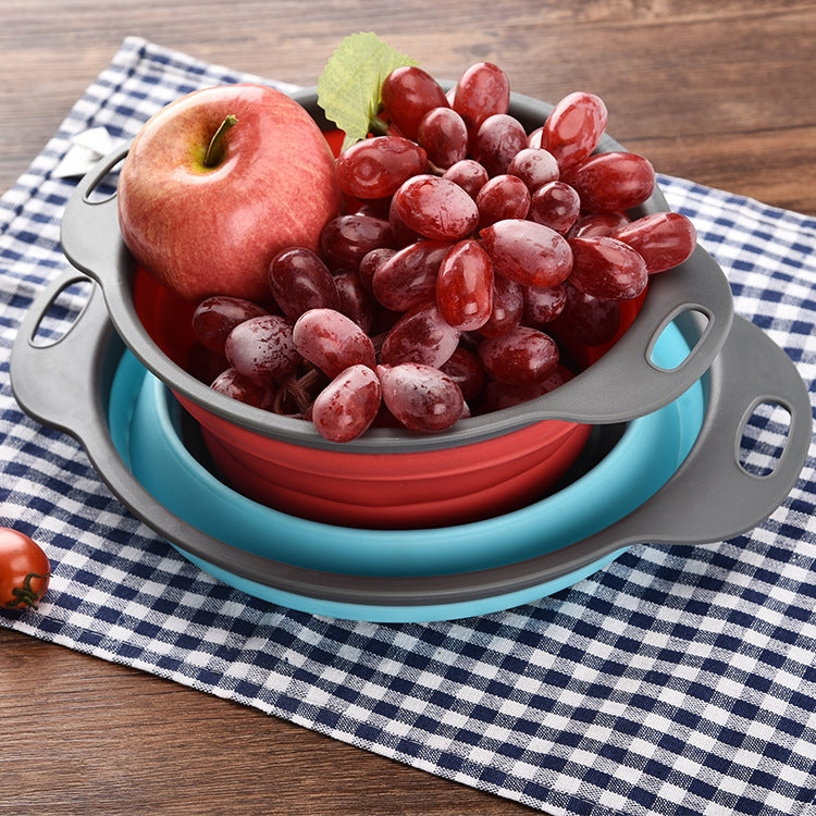 Creative Folding Vegetables Fruits Storage Basket Organizer Drain Basket, S, Size: 24.5*20*9cm (Blue)
