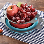 Creative Folding Vegetables Fruits Storage Basket Organizer Drain Basket, S, Size: 24.5*20*9cm (Blue)
