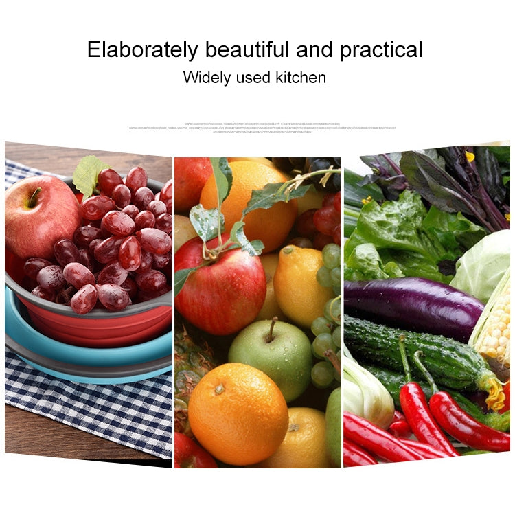 Creative Folding Vegetables Fruits Storage Basket Organizer Drain Basket, S, Size: 24.5*20*9cm (Blue)