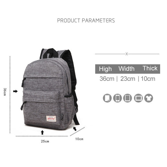 Universal Multi-Function Canvas Cloth Laptop Computer Shoulders Backpack Students Bag for 13-15 inch, Size: 36x25x10cm(Grey)