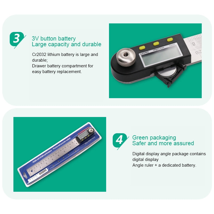 Digital Display Angle Finder Meter Protractor Goniometer Ruler, Measure Range: 500mm