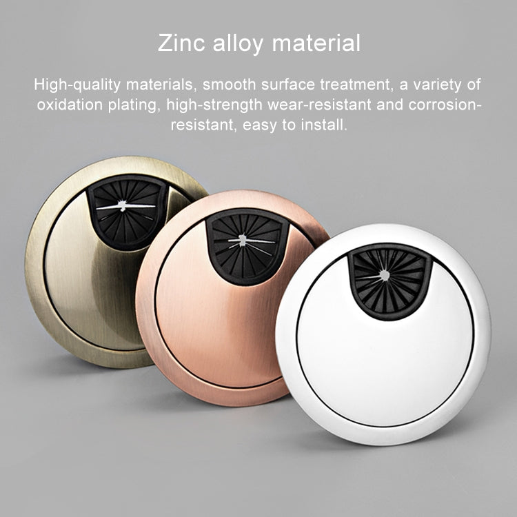 2 PCS Desk Computer Desktop Zinc Alloy Round Threading Box Hole Cover, Hole Diameter: 50mm (Red Bronze)