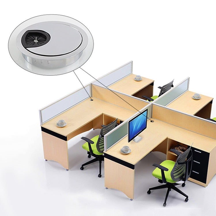 2 PCS Desk Computer Desktop Zinc Alloy Round Threading Box Hole Cover, Hole Diameter: 50mm  (Matte Black)