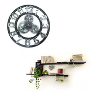 Retro Wooden Round Single-sided Gear Clock Number Wall Clock, Diameter: 45cm (Silver)