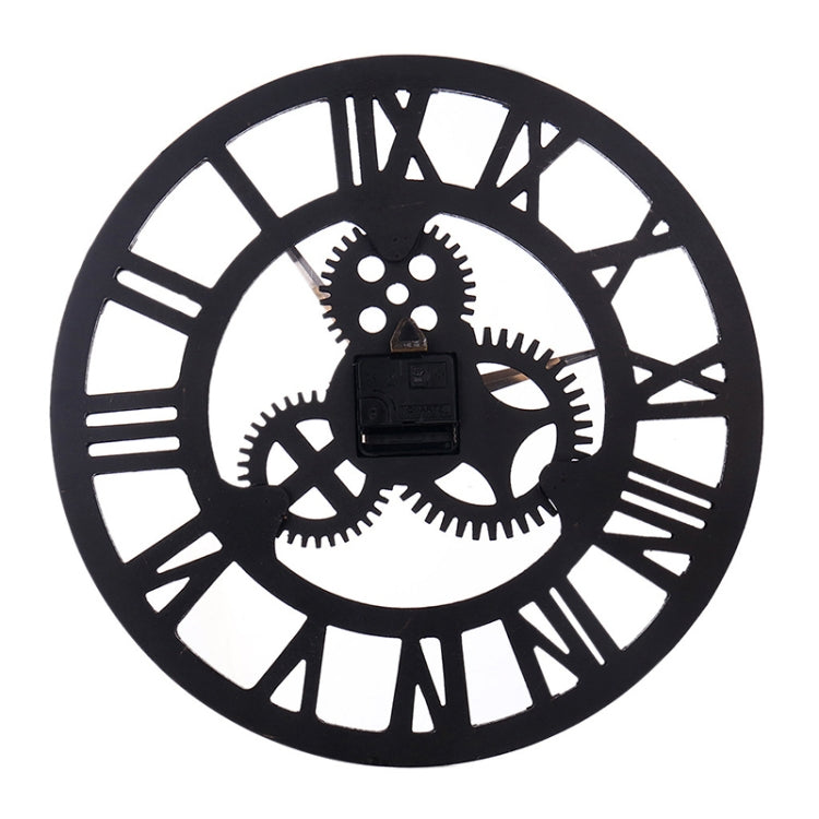 Retro Wooden Round Single-sided Gear Clock Rome Number Wall Clock, Diameter: 70cm(Silver)