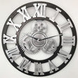 Retro Wooden Round Single-sided Gear Clock Rome Number Wall Clock, Diameter: 58cm (Silver) - Wall Clock by PMc TechLife | Online Shopping South Africa | PMc TechLife | Buy Now Pay Later Mobicred
