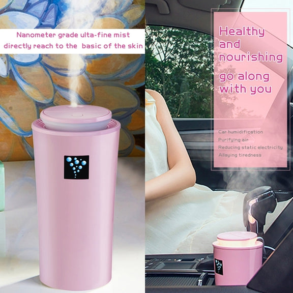 Small-3 2W Humidifier Moisture Meter Moisturizing Instrument with LED Night Light, Water Tank Capacity: 260ml(Pink)
