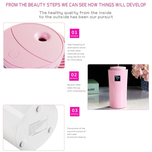 Small-3 2W Humidifier Moisture Meter Moisturizing Instrument with LED Night Light, Water Tank Capacity: 260ml(White)