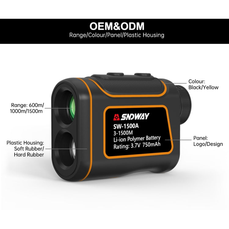 SNDWAY SW600A Handheld Outdoor Water-resistant Telescope Range Finder Distance Measurer, 600m