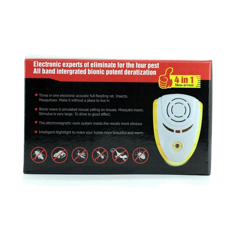 6W Electronic Ultrasonic Electromagnetic Wave Anti Mosquito Rat Insect Pest Repeller with Light, EU Plug, AC 90-240V, Random Color Delivery (Yellow)