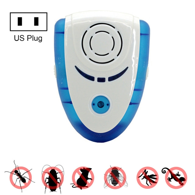 6W Electronic Ultrasonic Electromagnetic Wave Anti Mosquito Rat Insect Pest Repeller with Light, US Plug, AC 90-240V, Random Color Delivery (Blue)