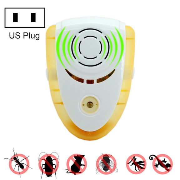 6W Electronic Ultrasonic Electromagnetic Wave Anti Mosquito Rat Insect Pest Repeller with Light, US Plug, AC 90-240V, Random Color Delivery (Yellow)
