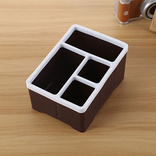 Desktop Storage Organizer Remote Control Caddy Holde for Desk Office Supplies(Coffee)