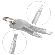 Outdoor Portable 2 in 1 Slotted + Cross Screwdriver Set Tool with Keyring(Silver)
