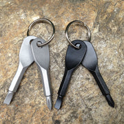 Outdoor Portable 2 in 1 Slotted + Cross Screwdriver Set Tool with Keyring(Silver)