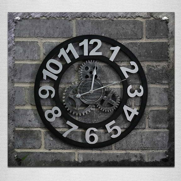 Originality American Industrial Style Wood Vintage Old Gear Wall Clock (Silver)