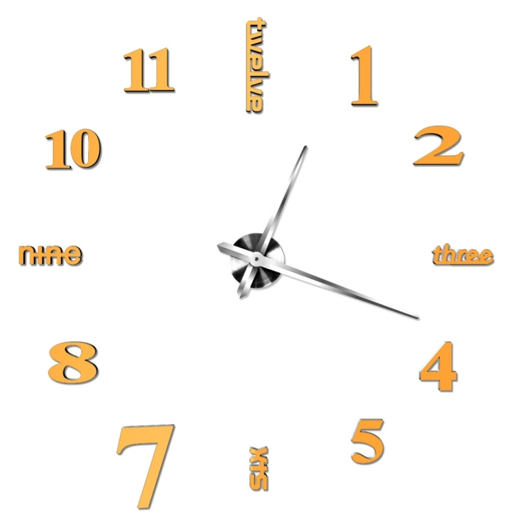Creative 3D Mirror DIY Wall Sticker Clock, Size: 120*120cm(Gold)