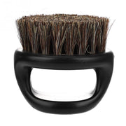 Men Ring Design Portable Boar Brush Black ABS Haircut Cleaning Shaving Brush(Black)