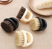 Men Ring Design Portable Boar Brush Black ABS Haircut Cleaning Shaving Brush(Black)