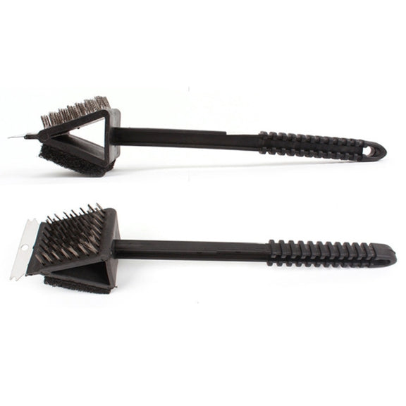 3 in 1 Copper Wire BBQ Grill Brush Long Handle Barbecue Grill Oven Cleaning Brush Cleaner