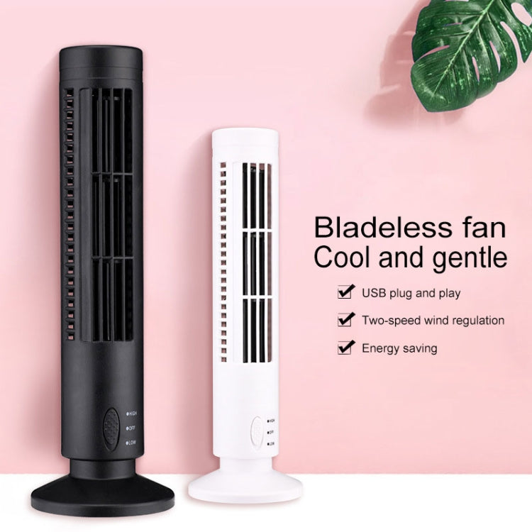 Tower Type USB Electric Fan Leafless Air-conditioning Fan(Black)
