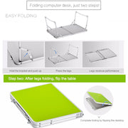 Plastic Mat Adjustable Portable Laptop Table Folding Stand Computer Reading Desk Bed Tray (Green)