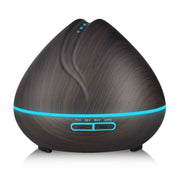 Peach Shape Wood Grain Remote Control Ultrasonic Humidifier Aromatherapy Machine Automatic Alcohol Sprayer with LED Lights, Capacity: 400mL, AU Plug (Dark Wood Color)