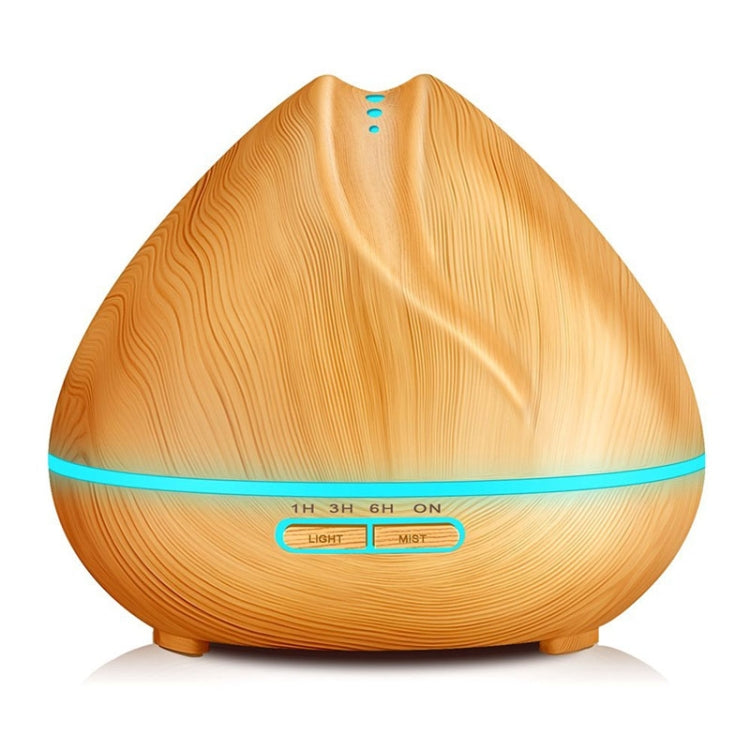 Peach Shape Wood Grain Remote Control Ultrasonic Humidifier Aromatherapy Machine Automatic Alcohol Sprayer with LED Lights, Capacity: 400mL, AU Plug (Light Wood Color)
