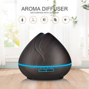 Peach Shape Wood Grain Remote Control Ultrasonic Humidifier Aromatherapy Machine Automatic Alcohol Sprayer with LED Lights, Capacity: 400mL, AU Plug (Light Wood Color)
